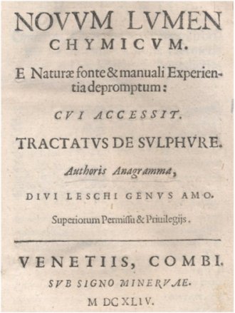 Nowe wiato Chemiczne Michaa Sdziwoja, Wenecja 1644