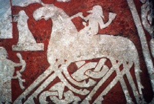 Odyn na Sleipnirze, malowidło
z kamienia runicznego z Gotlandii, Szwecja